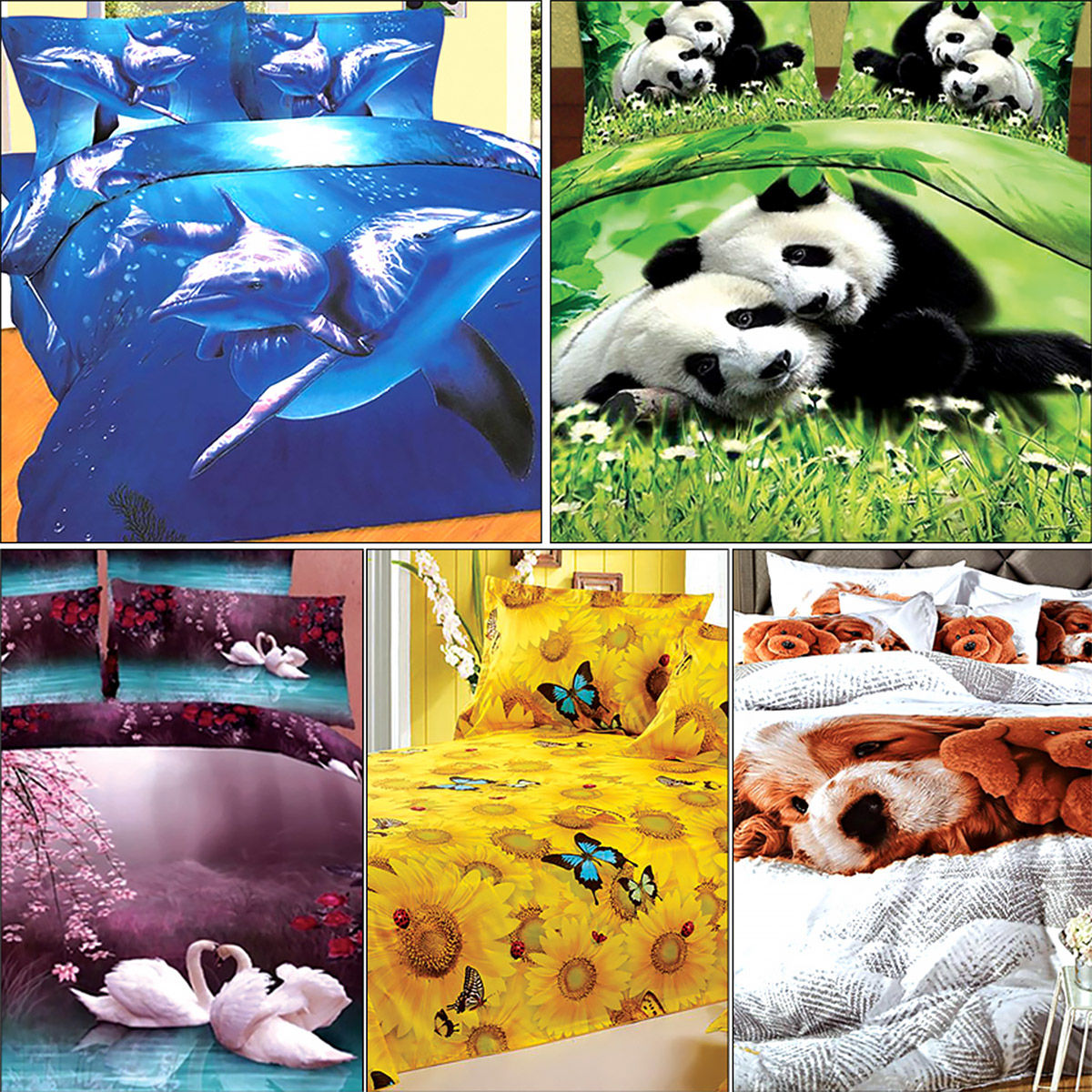 3D BEDSHEET SET (FLORAL PRINT & ANIMAL PRINT)